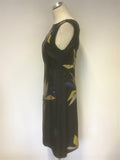 HOBBS BLACK WITH EMBELLISHED SEQUIN PRINT SILK SHIFT DRESS SIZE 14