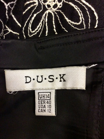 DUSK BLACK & WHITE EMBROIDERED SPECIAL OCCASION DRESS SIZE 14