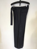 BRAND NEW ME+EM NAVY BLUE WOOL BLEND WIDE LEG TROUSERS WITH BELT SIZE 8