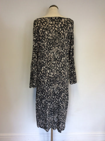 JIGSAW DARK GREY PRINT STRETCH JERSEY DRESS SIZE M
