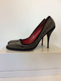 ITALIAN CESARE PACIOTTI BLACK SUEDE & SILVER CHAIN EMBELLISHED HEELS SIZE 6/39