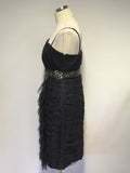 BRAND NEW MONSOON GREY NET OVERLAY EMBELLISHED STRAPPY/ STRAPLESS DRESS SIZE 14