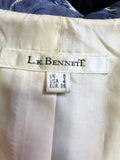 LK BENNETT NAVY BLUE & IVORY FLORAL PRINT LINEN & SILK SPRING/ SUMMER COAT SIZE 8