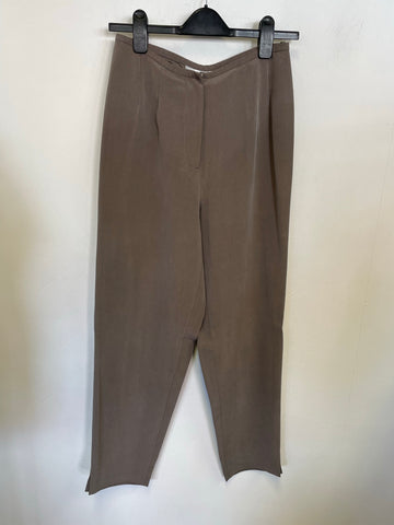 AUSTIN REED LIGHT BROWN 100% SILK TAILORED TROUSER SUIT SIZE 10