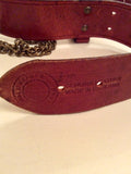ALL SAINTS CHESTNUT BROWN LEATHER & BRASS CHAIN BELT SIZE M