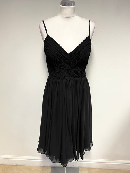K DERHY BLACK STRAPPY PLEATED BODICE SPECIAL OCCASION FIT & FLARE DRESS SIZE M