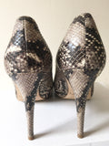 LK BENNETT BROWN SNAKESKIN LEATHER PEEPTOE HEELS SIZE 7.5/41