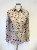 PAUL SMITH 100% SILK GREY FLORAL PRINT LONG SLEEVED BLOUSE SIZE 40 UK 12