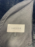 JAEGER BLACK FAUX SHEEPSKIN FAUX FUR LINED WIDE COLLARED COAT SIZE L