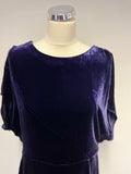 WOMENS MINA PURPLE VELVET SILK BLEND V BACK OCCASION DRESS SIZE 16