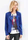 BRAND NEW GERRY WEBER ELECTRIC BLUE SUEDETTE BIKER JACKET SIZE 14