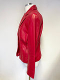 GERRY WEBER RED BUTTER SOFT LEATHER FITTED JACKET SIZE 14