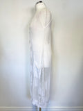 CREA CONCEPT OFF WHITE FINE OPEN KNIT SLEEVELESS LONG CARDIGAN SIZE 36 UK 10