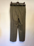 JAEGER BLACK & BEIGE HERRINGBONE WOOL TROUSERS SIZE 10