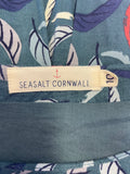 SEASALT CORNWALL DARK GREEN LEAF PRINT WINDOW BOX MIDI DRESS SIZE 10