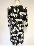 HOBBS BLACK & WHITE FLORAL PRINT SHIFT DRESS SIZE 10