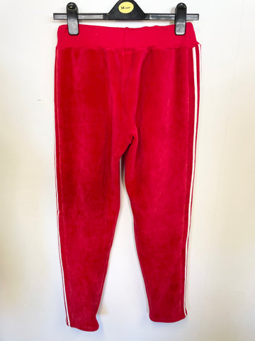 BRAND NEW ADIDAS RED VELOUR ZIP UP HOODED TRACK SUIT SIZE 10/12
