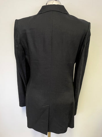 JIGSAW LINEN BLEND BLACK TAILORED JACKET SIZE 14