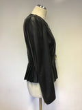 CAVALLI CLASS BLACK SOFT LEATHER PLEATED JACKET WITH GOLD SNAKE CLASP SIZE 10