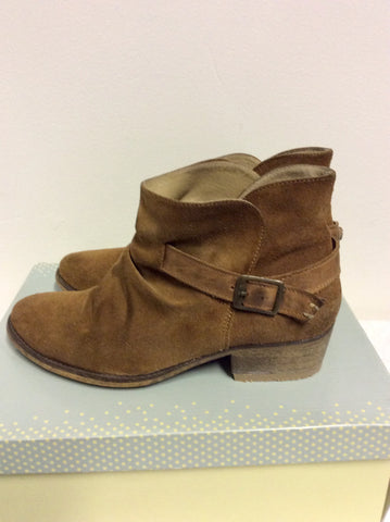 RADLEY OAKWOOD TAN SUEDE & LEATHER ANKLE BOOTS SIZE 6/39