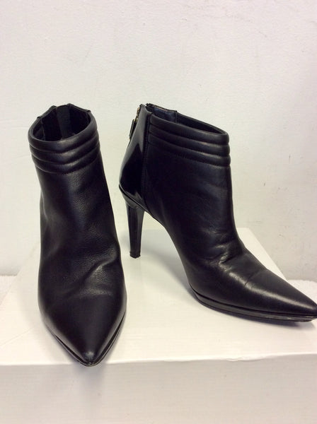 CALVIN KLEIN BLACK LEATHER ANKLE BOOTS SIZE 3.5/36