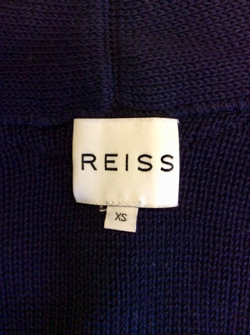 REISS NAVY BLUE KIRT SHORT MILANO STITCH CROPPED JACKET/ CARDIGAN SIZE XS
