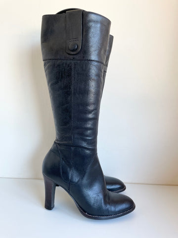 RIVER ISLAND BLACK LEATHER KNEE LENGTH BOOTS  SIZE 5/38