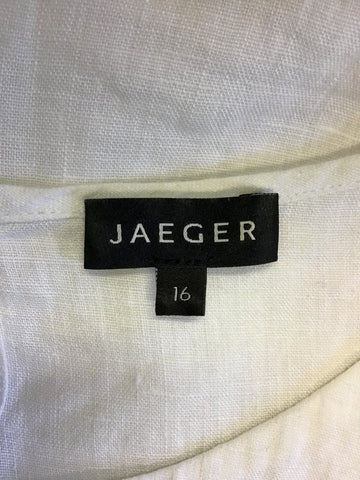 JAEGER WHITE LINEN SHORT SLEEVE TOP SIZE 16