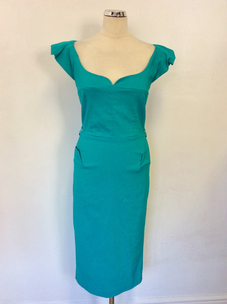 BRAND NEW THE PRETTY DRESS COMPANY SO COUTURE TURQOUISE PENCIL DRESS SIZE 14