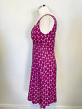 BODEN WHITE & DEEP PINK SPOT SLEEVELESS COTTON A LINE DRESS SIZE 10