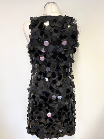 PHASE EIGHT BLACK LARGE SEQUINNED COCKTAIL DRESS SIZE 10