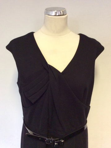 PRECIS BLACK TWIST & PLEATED TOP BELTED SLEEVELESS PENCIL DRESS SIZE 16