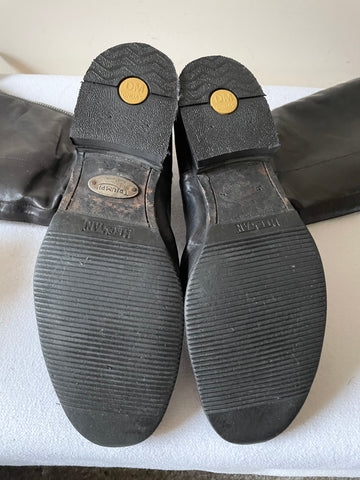 TRIUMPH BY PAUL SMITH BLACK LEATHER BUCKLE TRIM MOTORBIKE BOOTS SIZE 6/39