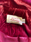 AVOCA ANTHOLOGY DEEP PINK CRUSHED VELVET COAT WITH EMBROIDERED TIE BELT SIZE 3 UK 14