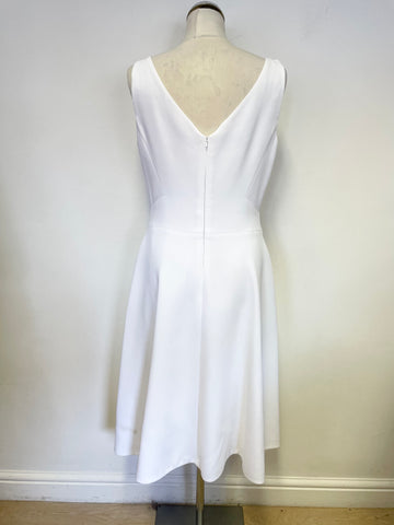 HOBBS INVITATION WHITE V NECKLINE SLEEVELESS FIT & FLARE SPECIAL OCCASION DRESS SIZE 12