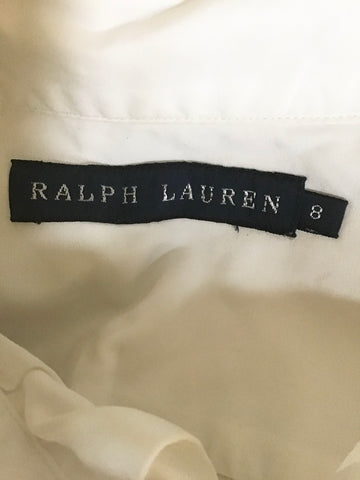 RALPH LAUREN WHITE COTTON 3/4 BALLOON SLEEVE SHIRT SIZE 8 UK 12