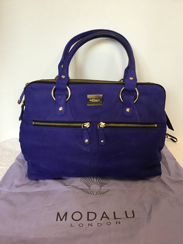 MODALU PIPPA AZTEC BLUE LEATHER TOTE BAG