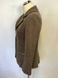 AVOCA ORIGIN BROWN HERRINGBONE WOOL BLEND JACKET SIZE 1 UK 8/10