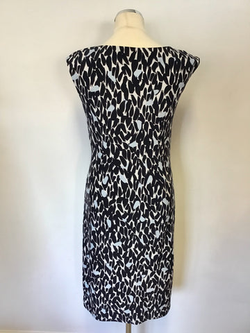 PRÉCIS NAVY BLUE,WHITE & PALE BLUE PRINT STRETCH DRESS SIZE 10