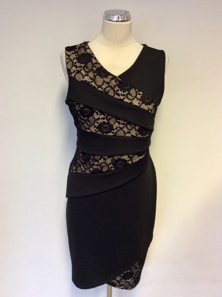 AMY CHILDS BLACK & NUDE LINED LACE TRIM PENCIL DRESS SIZE 16 – Whispers Dress Agency