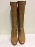 MARKS & SPENCER CAMEL/TAN LEATHER KNEE LENGTH BOOTS SIZE 7/40.5