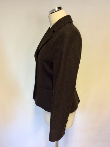 HOBBS DARK BROWN WOOL BLEND TROUSER SUIT SIZE 10/12