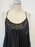 MINT VELVET BLACK & SILVER TRIM LOOSE FIT STRAPPY DRESS SIZE 12