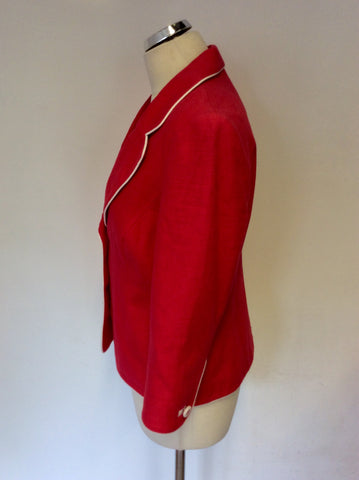 LAURA ASHLEY OCCASIONS CORAL RED LINEN BLEND JACKET SIZE 14