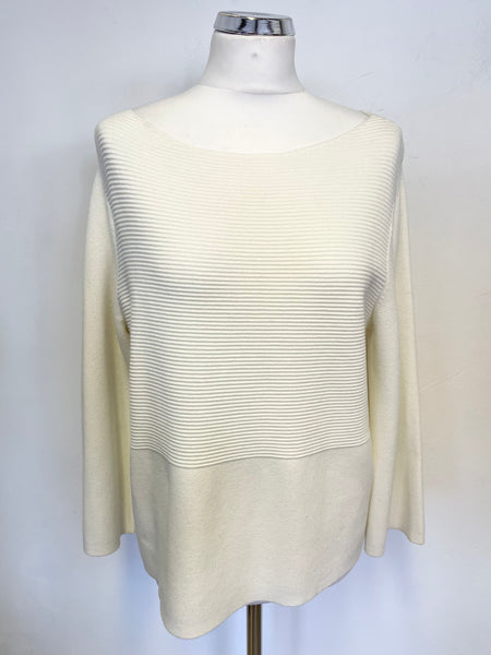 HOBBS IVORY BOAT NECKLINE 3/4 SLEEVE JUMPER SIZE M