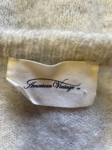 AMERICAN VINTAGE GREY WOOL & MOHAIR 3/4 SLEEVE SHORT JUMPER SIZE L