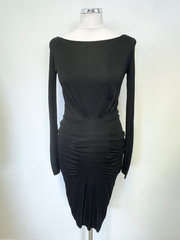 GUESS BY MARIANO BLACK SILKY FEEL LONG SLEEVE BODYCON DRESS SIZE S