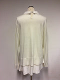 TED BAKER IVORY JUMPER WITH SILK DIAMANTÉ COLLAR SIZE 4 UK 14/16