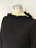 BRAND NEW COS BLACK FRILL BOAT NECKLINE 3/4 SLEEVE SHIFT DRESS SIZE 8