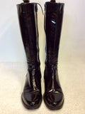 MODA IN PELLE BLACK PATENT LACE UP BACK BOOTS SIZE 5/38